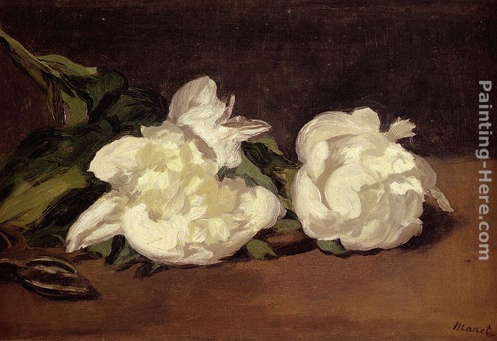 Eduard Manet Branch Of White Peonies With Pruning Shears